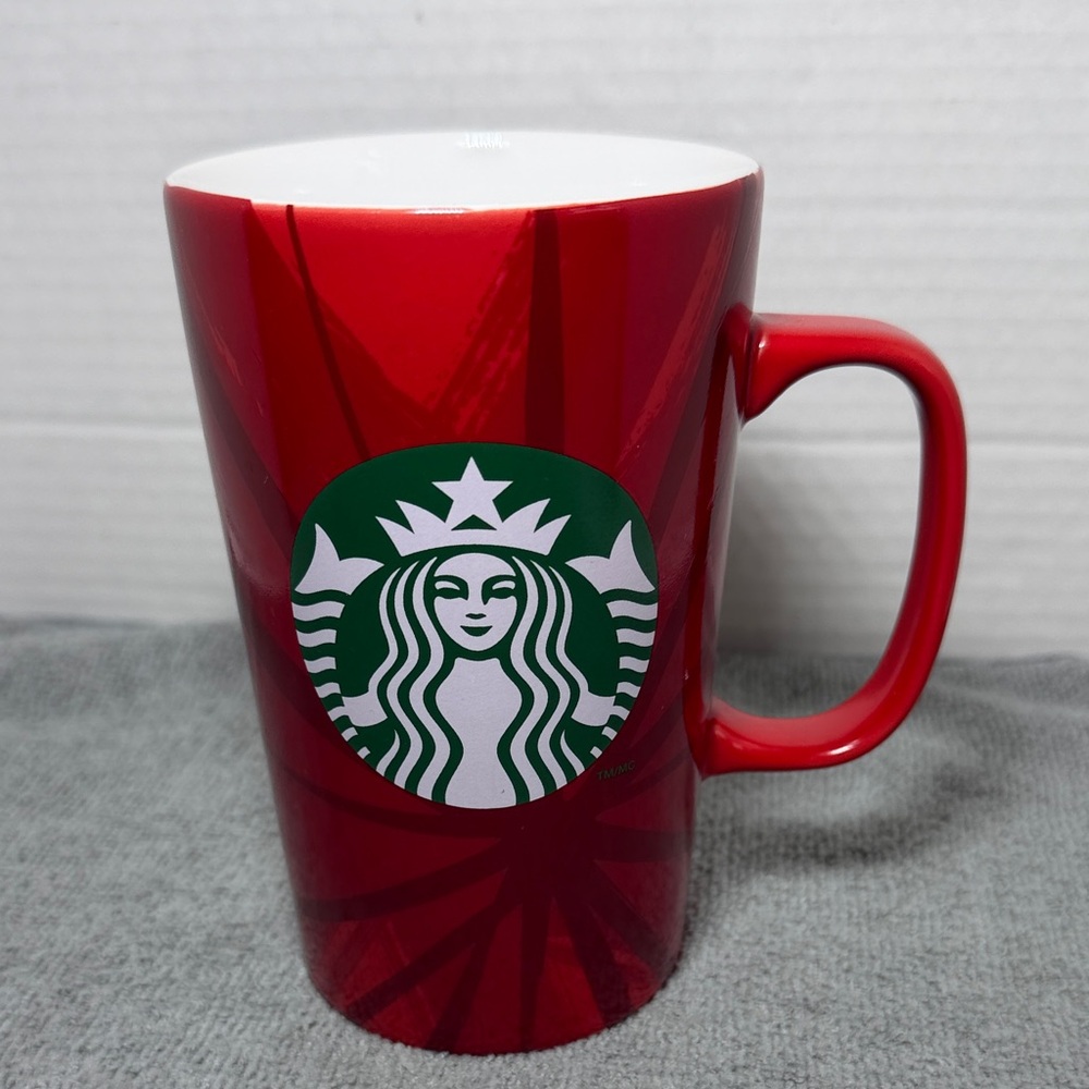 Starbucks Logo Red Tall Ceramic Coffee/Tea Cup Mug 16 oz 2014